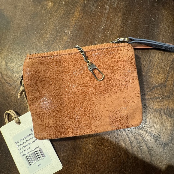 Double Zip Coin Pouch In Buffed Leather - Picture 3 of 5